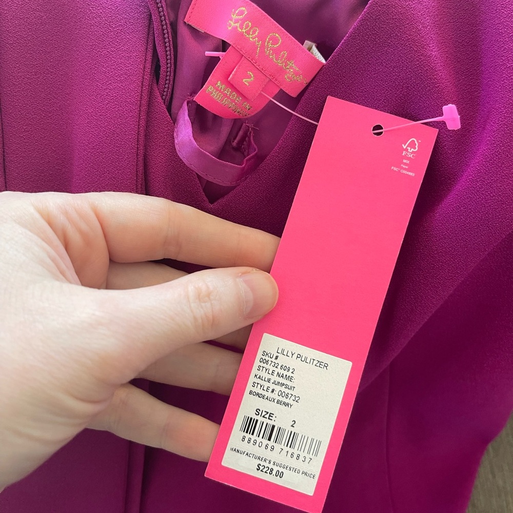 Lilly Pulitzer Magenta Jumper Suit Petite ~26 in inseam